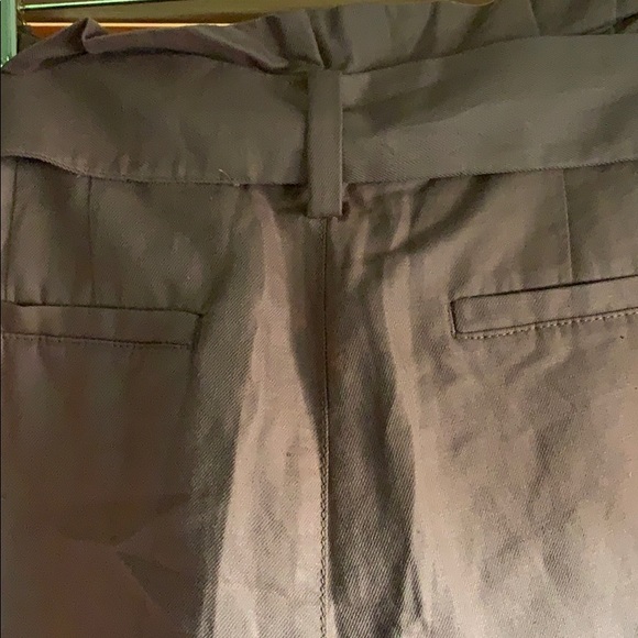 Wide leg paper bag waist linen ankle slacks - Picture 5 of 6